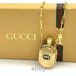 Gucci Perfume Bottle Motif Necklace Pendant Sherry Line Chain Gold Men Women