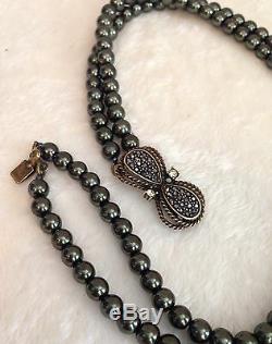 HEIDI DAUS Dark Gray Hemetite Pearl Drop Swavorski Crystal Necklace