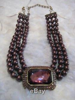HEIDI DAUS Tailored To Please (Dk. Aubergine)Triple-Row Necklace (Orig. $169.95)