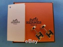 HERMES H Cube Earrings Gold Lavender
