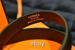 HERMES Kelly Double Tour Bracelet Bangle Swift Leather Black