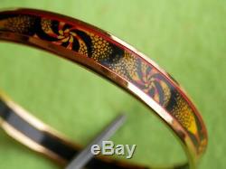 HERMES LARGE Gold Tone Red/YellowithBlack Fireworks Thin 70mm 2.75 Bracelet