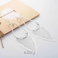 HOT Simple Fashion Women Silver plated Tassel Hoop Stud Wedding Jewelry Earrings