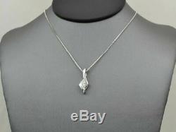 Half Bezel Set Pendant Necklaces 0.25Ct Round Cut Diamond 14K White Gold Finish