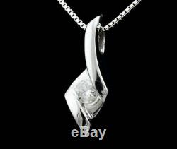 Half Bezel Set Pendant Necklaces 0.25Ct Round Cut Diamond 14K White Gold Finish