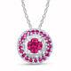 Halo Pendant 18 Necklace In 10k White Gold Simulated Pink Sapphire Gemstone