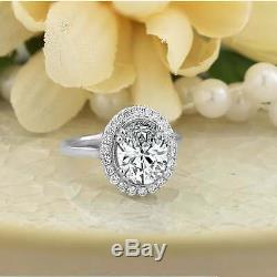 Halo Round Cut 1.20Ct Diamond Engagement Wedding Ring 14k White Gold Over Womens