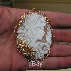Hand Carved Shell Cameo Cornelian Italy Very Large