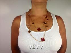 Hand Crafted 16 Clover Necklace. Carnelian and tiger eye