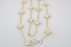 Hand Crafted 16 Mother of Pearl Clover Necklace