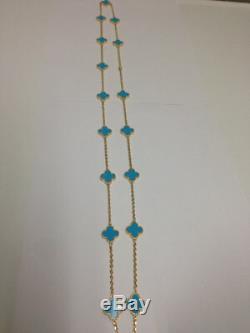 Hand Crafted 16 turquoise Clover Necklace