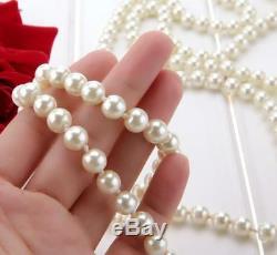 Handmade Long Peach White Baroque Cultured Freshwater Pearl Bead Necklace Chain