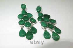 Handmade Natural Green Jade Earrings, Gemstone Dangle Earrings Pin