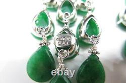 Handmade Natural Green Jade Earrings, Gemstone Dangle Earrings Pin