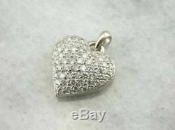 Heart Shaped Pendant Necklaces 0.60 Ct Round Cut Diamond 14K White Gold Finish