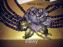 Heidi Daus 6 Strand Crystal Necklace with a Beautiful Rose