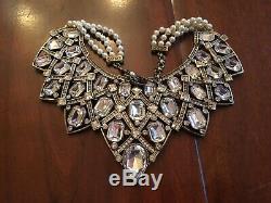 Heidi Daus Beautiful Large 3 Strand Pearl And Crystals Necklace Jewelry