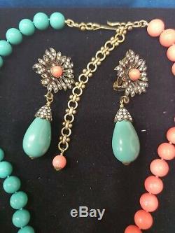 Heidi Daus Blossoming Beauty Coral and Turquoise Set