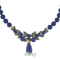 Heidi Daus Blueberry Cluster Crystal Drop Necklace NWT Beautiful Blue