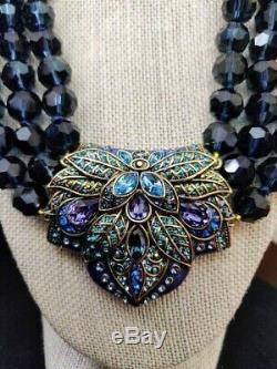 Heidi Daus Ideally Beautiful Crystal Drop Triple Strand Bead Necklace NWT
