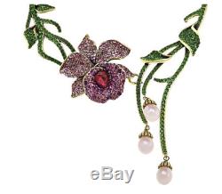 Heidi Daus Mandalay BeautyOrchid Beaded Crystal Drop Necklace matching earring