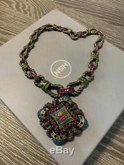 Heidi Daus Necklace Medallion New With Box RARE & Retired Pink Colorful Beauty