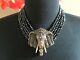 Heidi Daus Sheik Chic Elephant Head Drop Necklace Hematite Bead Swarovski Beauty