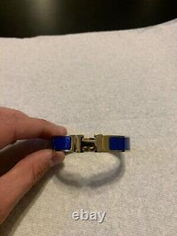 Hermes Clic Clac H Bracelet Blue and Gold