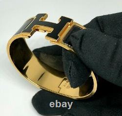 Hermes Enamel Black Wide Clic Clac H Bracelet