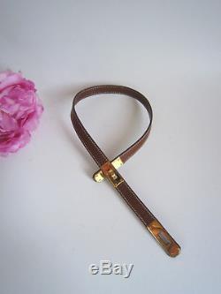 Hermes Kelly brown leather double necklace or bracelet. Gold plated. Beautiful