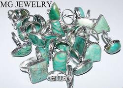 Hot Sale! 1000 Pcs Lot Natural Amazonite Gemstone. 925 Silver Plated Rings