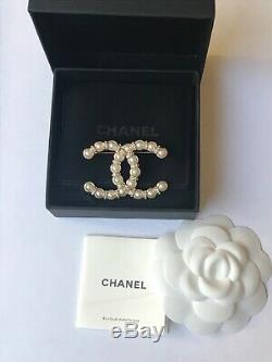 Htf Large Chanel Pearl & Crystal Iconic CC Logo Brooch, Original Packaging, Vgc