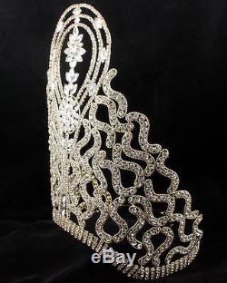 Huge Beauty Queen Crown Tiara Austrian Rhinestone Crystal Pageant Gold T1415gold