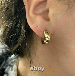Huggie Hoop Women's Exclusive Earrings 14K Yellow White Gold Plated
