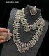Indian Silver Oxidised Tone Zircon Statement Necklace Set Ethnic Tribal Jewelry