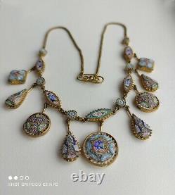 Italy Micro Mosaic Glass ESTATE BEAUTIFUL ANTIQUE NECKLACE
