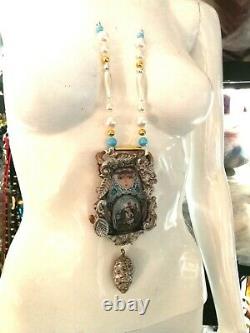 Jewelry woman fashion necklace pendant russian vintage charm doll ooak matrioska