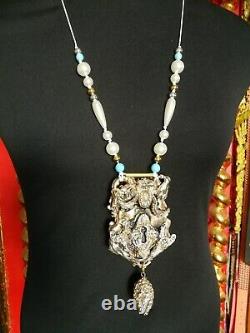 Jewelry woman fashion necklace pendant russian vintage charm doll ooak matrioska