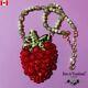 Jewelry Woman Fashion Necklace Pendant Strawberry Fruit Embroidered Beaded Bib