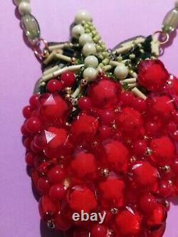 Jewelry woman fashion necklace pendant strawberry fruit embroidered beaded bib