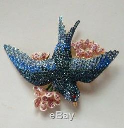 Joan Rivers Blue Bird Pin Brooch Beautiful