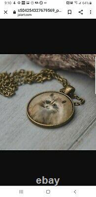 Join Me For Dinner Raccoon Art Necklace by Jai Johnson
