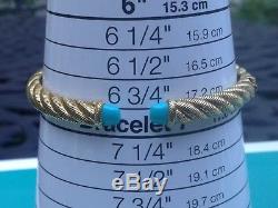Judith Ripka 14K Gold Clad Sterling Sleeping Beauty Turquoise Cuff QVC