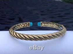 Judith Ripka 14K Gold Clad Sterling Sleeping Beauty Turquoise Cuff QVC
