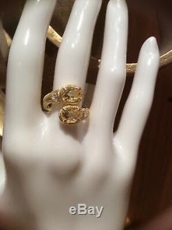 Judith Ripka 14k Gold Clad Silver. 52 ct Canary Crystal & White Topaz Ring Sz. 7
