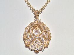 Judith Ripka 14k Gold Clad Silver Enhancer & Necklace with 6 CZ Stations 20 inches