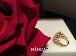 Judith Ripka 14k Gold Clad Sterling Silver 9 Flowers Ring with Rope Motif Size 6