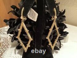 Judith Ripka 14k Gold Clad or 925 Silver Geometric Shaped Drop Earrings with CZs