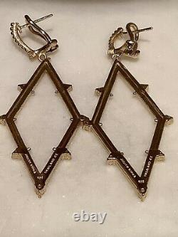 Judith Ripka 14k Gold Clad or 925 Silver Geometric Shaped Drop Earrings with CZs