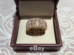 Judith Ripka 14k Gold Plated Sterling Silver Two Row CZ Band Ring Sizes 7 & 8